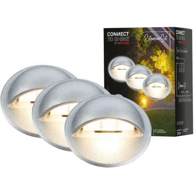 Abbildung von BRILONER Connect to Shine 12V Gartensystem 3er Set Bodeneinbaustrahler mit Seitenlicht, Erweiterungsset, IP65, warmweißes Licht, Gartenbeleuchtung, Bodeneinbauleuchten, 35x36 mm, Silberfarbig