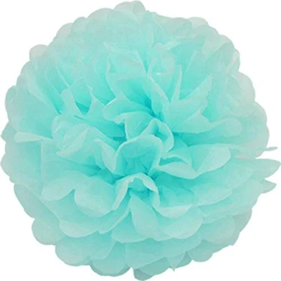 Abbildung von Creativery 10 Papier Pompons 35cm NEU (helltürkis/Aqua 314) // Pompoms Bommel Kugel Seidenpapier Pom Deko Hängedeko Raumdeko Blumen Pompon