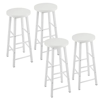 Abbildung von WOLTU 4X Barhocker Bistrohocker Tresenhocker Barstuhl, Gestell aus stabilem Stahl, Stizfläche MDF, Weiß BH130ws 4