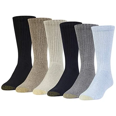 Abbildung von Gold Toe Herren Harrington Crew, mehrere Lässige Socke, Washed Blue/Light (6 Paar), Large (6er Pack)