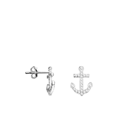 Abbildung von SOFIA MILANI Damen Ohrringe 925 Silber mit Zirkonia Steinen Anker Ohrstecker 20615
