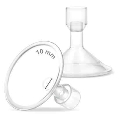 Abbildung von Maymom MyFit Kleine Schutzschilde, 10 mm, kompatibel mit Medela Milchpumpe, PersonalFit, Freestyle, Harmony, Maxi, Flex Anschluss, Anschluss an Weithals/Schmal Stecker, 2 Stück