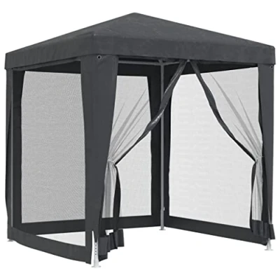 Abbildung von vidaXL Partyzelt mit 4 Mesh Seitenwänden Gartenzelt Festzelt Pavillon Zelt Gartenpavillon Gazebo Gartenlaube Bierzelt Faltzelt Camping Anthrazit 2x2 m HDPE