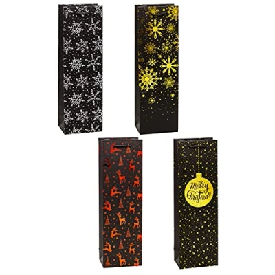 Abbildung von TSI Geschenktüten Weihnachten Premium 2, 12er Packung, Größe: Flasche (HxBxT 38 x 12 8 cm), Art. Nr. 89287