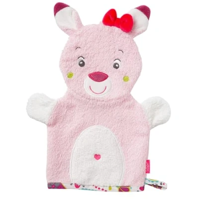 Abbildung von Fehn Waschlappen Rehkitz Waschhandschuh mit Tiermotiv Badewannenspielzeug für fröhlichen Badespaß Babywaschlappen die Badewanne weicher Handtuchfrottee Babys und Kinder ab 0+ Monaten
