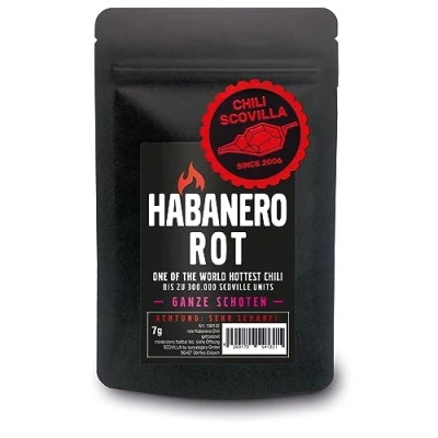 Abbildung von CHILI SCOVILLA Habanero Rot Schoten im SealPack, 7g