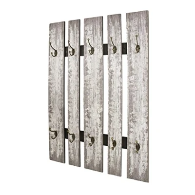 Abbildung von HAKU Möbel Wandgarderobe grau, MDF, Metall Maße: B 65 cm x H 100 T 9 cm, Style: Industrial