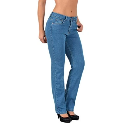 Abbildung von ESRA Jeanshose Damen Jeans High Waist Straight Leg bis Übergröße G400
