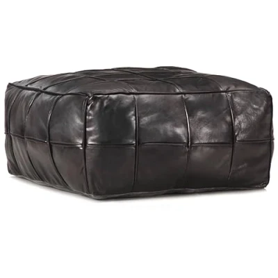 Abbildung von vidaXL Pouf Sitzpouf Sitzhocker Sitzpuff Puff Fußbank Fußhocker Bodenkissen Sitzkissen Kissen Hocker Ottoman Schwarz 60x60x30cm Echtes Ziegenleder
