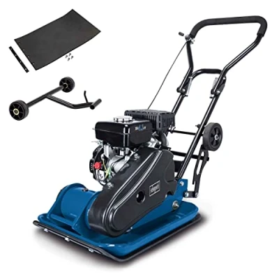 Abbildung von Scheppach Rüttelplatte &quot;HP2300s&quot;, 23000 N, 5,6 PS, 4 Takt Benzinmotor,inkl. Fahrvorrichtung &amp; Gummimatte
