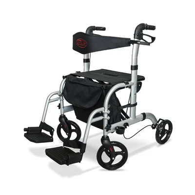Abbildung von Alu Vierrad Rollator mit abnehmbaren Fußstützen AT51005