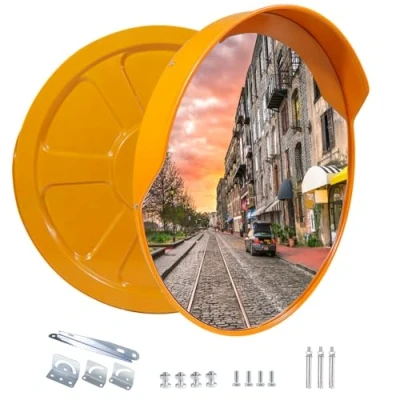 Abbildung von CCLIFE Verkehrsspiegel 60 cm Konvexspiegel Dicker Spiegelschicht Garagen Einfahrten Parkhilfe verstellbarer Weitwinkelblick Innen Außen gewölbter Sicherheitsspiegel
