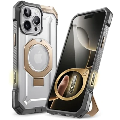 Abbildung von SupCase für iPhone 16 Pro Max Hülle mit Ständer (Unicorn Beetle Grip), [Kompatibel MagSafe] Slim Schutzhülle Robust Case Magnetische Handyhülle 6.9‘’ 2024 (Gold)
