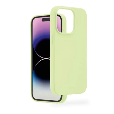 Abbildung von Hama Hülle für iPhone 14 Pro (Handyhülle, stoßfest, Kratzfest, Elegante Schutzhülle Rückseite, weich, Slim, softe Oberfläche, Wireless Charging kompatibel) grün