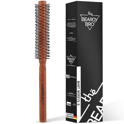 Abbildung von The Beardy Bro I Bart Rundbürste zum entwirren glätten und föhnen Bartbürste für den Mann mit Föhnbürste speziellen Noppen Haarbürste kurze bis mittellange Haare Smal 25mm
