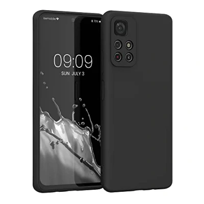 Abbildung von kwmobile Hülle kompatibel mit Xiaomi Redmi Note 11S 5G / Poco M4 Pro weiches TPU Silikon Case Cover geeignet für kabelloses Laden Schwarz