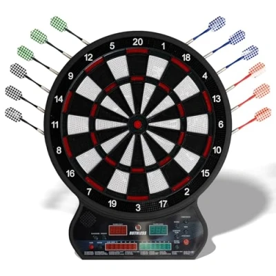 Abbildung von Ruthless R600 Electonic Dartscheibe weiche Spitze inkl. 4 Sets Dartpfeile 8 Spieler 27 Spiele