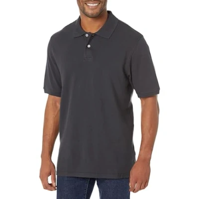 Abbildung von Amazon Essentials Herren Polohemd mit normaler Passform aus Baumwollpiqué (erhältlich in Big &amp; Tall), Schwarz, XS