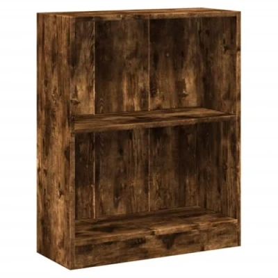 Abbildung von vidaXL Bücherregal mit 2 Fächern Standregal Regal Aktenregal Wandregal Aufbewahrung Bücherschrank Räuchereiche 60x24x76cm Holzwerkstoff