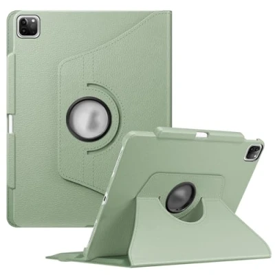 Abbildung von Fintie Drehbare Schutzhülle für iPad Pro 12.9 Zoll (32.8 cm) 5. Generation 2021, um 360 Grad drehbar, mit Stifthalter, auch passend 4./3. Generation, Salbeigrün
