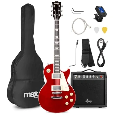 Abbildung von Max GigKit Elektrische Gitarre LP Style Komplettset Dunkelrot