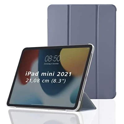 Abbildung von Hama Hülle für Apple iPad mini 2021 (aufklappbares Case Tablet 6. Generation, Schutzhülle mit Standfunktion, transparente Rückseite, magnetisches Cover) flieder lila