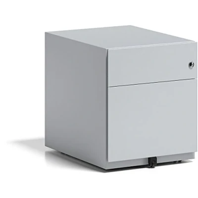 Abbildung von BISLEY Rollcontainer Note mit Griffleiste, 1 Universalschublade, HR Schublade, Metall, 645 Lichtgrau, 56.5 x 42 49.5 cm
