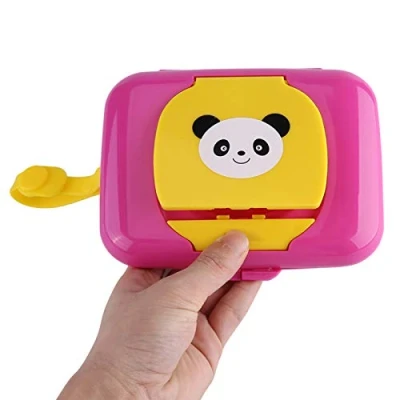 Abbildung von Zerodis Feuchttücherbox Baby Feuchttücher Panda Kasten Wet Tissue Case für Outdoor Reise Tragbar Wiederverwendbar(Rose + Yellow)