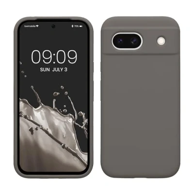 Abbildung von kwmobile Hülle kompatibel mit Google Pixel 8a Silikon Handy Case Handyhülle weiche Oberfläche kabelloses Laden Stone Dust