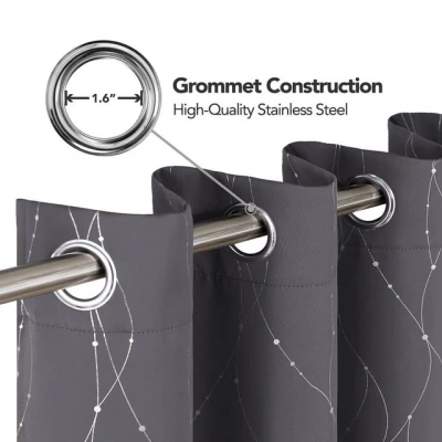 Abbildung von Deconovo Gardinen mit Ösen Thermovorhang Kälteschutz Thermo gegen Kälte Thermogardine Hitzeschutz, Deko Ösenvorhang, Thermogardinen für Schlafzimmer, 229x117 cm(HöhexBreite), Dunkelgrau, 2er Set