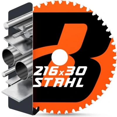 Abbildung von BAUBECK Sägeblatt 216x30 für Stahl Kreissägeblatt 216 kompatibel mit Metabo KGS 216, Bosch GCM 8 uvm. 216x30x1.4