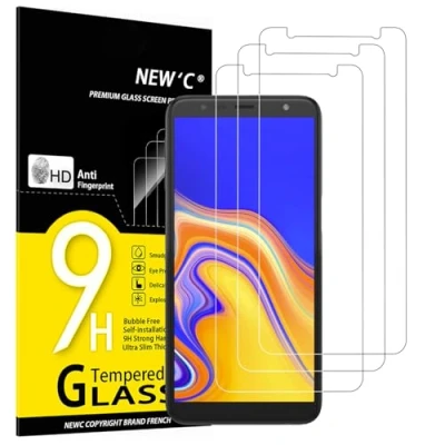 Abbildung von NEW&#039;C 3 Stück, Panzer Schutz Glas für Samsung J6 Plus (J6+), Frei von Kratzern, 9H Härte, HD Displayschutzfolie, 0.33mm Ultra klar, Ultrabeständig