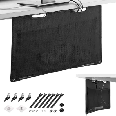 Abbildung von Kabelnetz Schreibtisch für Kabelmanagement XXL Kabelkanal Sichtschutz unter Tisch Organizer, flexibel Unsichtbare Aufbewahrung zum Kabel verstecken, Büro Ordnung schwarz