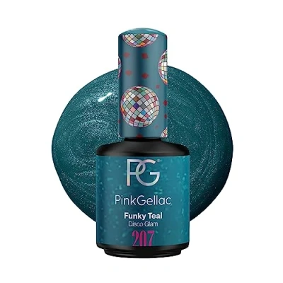 Abbildung von Pink Gellac UV Gel Nagellack 207 Funky Teal 15 ml Lack Blau Lang Anhaltend Polish Nägel in Salonqualität Nails Lampe Vegan Made Holland