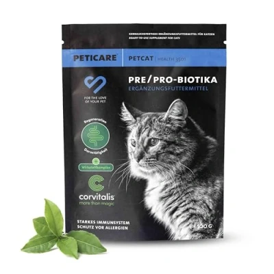 Abbildung von Peticare Probiotika &amp; Präbiotika Pulver für Katzen, Darm Sanierung, Darmflora 100 g