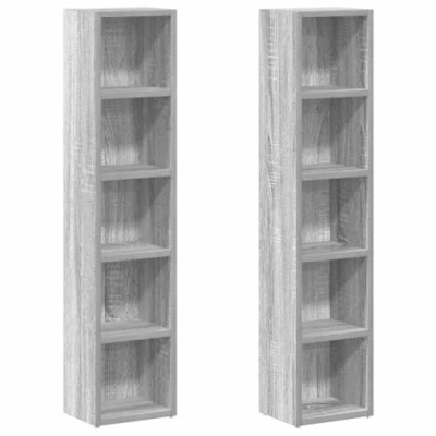 Abbildung von vidaXL CD Regal Regale 2 Stk. Grau Sonoma 21x16x93,5 cm Holzwerkstoff, tlg.