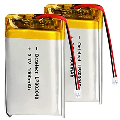 Abbildung von RAEWSTCO 2 Stück 3,7 V 1000 mAh 803040 Lipo Lithium Polymer Akku mit JST Anschluss