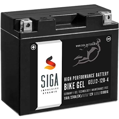 Abbildung von SIGA GEL Motorradbatterie 12V 11Ah 230A/EN Batterie YT12 B4 GEL12 12B 4 YT12B BS GT12 FT12B 51001