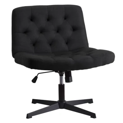 Abbildung von WangPangzi Armloser Bürostuhl, fußlos Rollstuhl zu Hause höhenverstellbar Stuhl, Ergonomischer Schreibtischstuhl,Schminktisch breite Stoff Drehstuhl(Schwarz)
