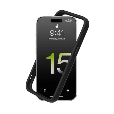 Abbildung von RhinoShield Bumper Case kompatibel mit [iPhone 15] CrashGuard Stoßdämpfende Schutzhülle im schlanken Design 3.5 Meter Fallschutz Schwarz