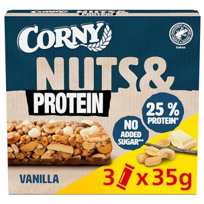 Abbildung von Corny Nuts &amp; Protein Vanilla Nussriegel ohne Zuckerzusatz Mit 36% Nüssen 25% 3 x 35 g