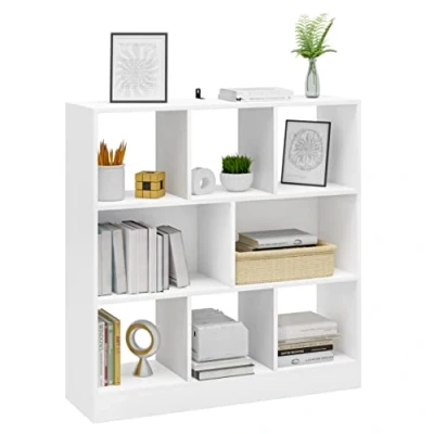 Abbildung von WOLTU Bücherregal Raumteiler Regal Bücherschrank Standregal Lageregal Aufbewahrungregal mit 8 Fächern Aktenregal für Wohnzimmer, Kinderzimmer und Büro, Weiß SK021ws