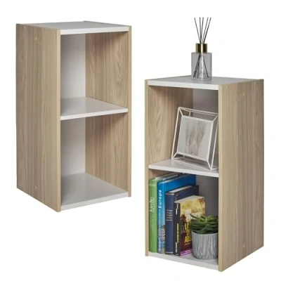 Abbildung von Iris Ohyama Platzsparendes Regal, Breit, 2 Ebenen, Set aus 2, Braun, Verstellbar, Modular, Für Wohnzimmer, Homeoffice, Schlafzimmer, Organisation, Bücher, CD, Dekor, Einfache Montage, UB 6030