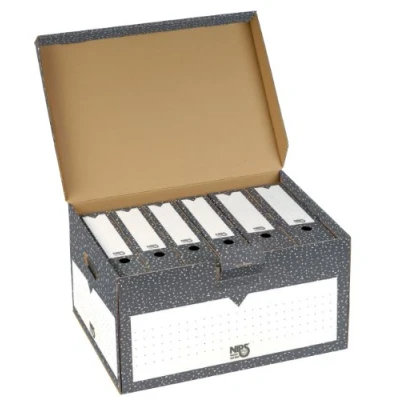Abbildung von NIPS Archivcontainer KLAPPDECKEL CONTAINER (5 St), B/H/T: 55,5 x 29,5 38 cm, starker Wellkarton, Pappe