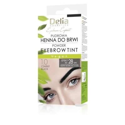 Abbildung von Delia Cosmetics Pulver Augenbrauenfärbung Schwarz Natürliche Kräuter &amp; Farbe Betonte, verdunkelte, verdickte Augenbrauen 20 einfache Anwendungen / 4 Wochen Komplettes Augenbrauenfärbeset