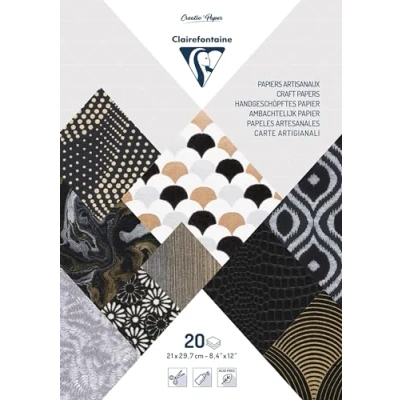 Abbildung von Clairefontaine 95098C Block verleimt mit 20 Bögen Papier aus aller Welt (21 x 29,7 cm, geeignet für Scrapbooking) 1 Pack schwarz/weiß