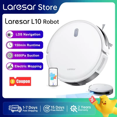 Abbildung von Laresar Saugroboter, beutellos, Saug und Wischroboter, 300 ml Tank, 6500 Pa Absaugung, App Steuerung