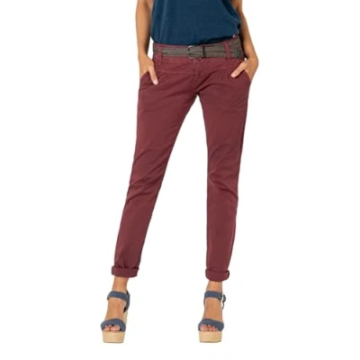 Abbildung von Urban Surface Damen Chino Stoff Hose mit Flecht Gürtel red L