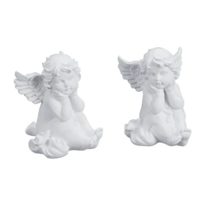 Abbildung von relaxdays Engelfigur Sitzende Grabengel 2er Set