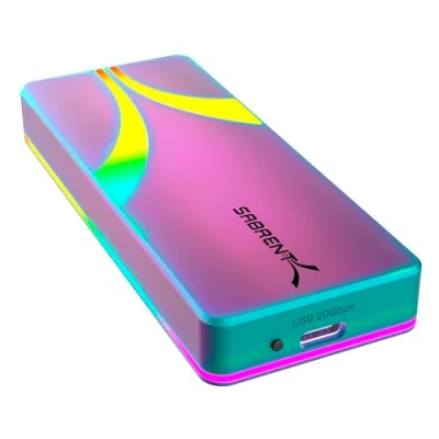 Abbildung von SABRENT Rocket RGB USB C 20Gbps M.2 SATA NVMe SSD Gehäuse Special Edition (EC RGBC)